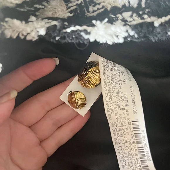 ZARA Houndstooth Double Breasted Boucle Jacket Size M - Picture 7 of 7